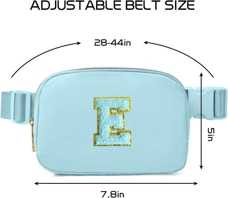 Gitus Gifts for 8 9 10 11 12 Year Old Girls Belt Bag Fanny Pack Crossbody Bags with Initial Letter Patch Cute Stuff Birthday Gifts for Teen Girls Women Personalized Trend Stuff (Icing Blue-E) - Image 3